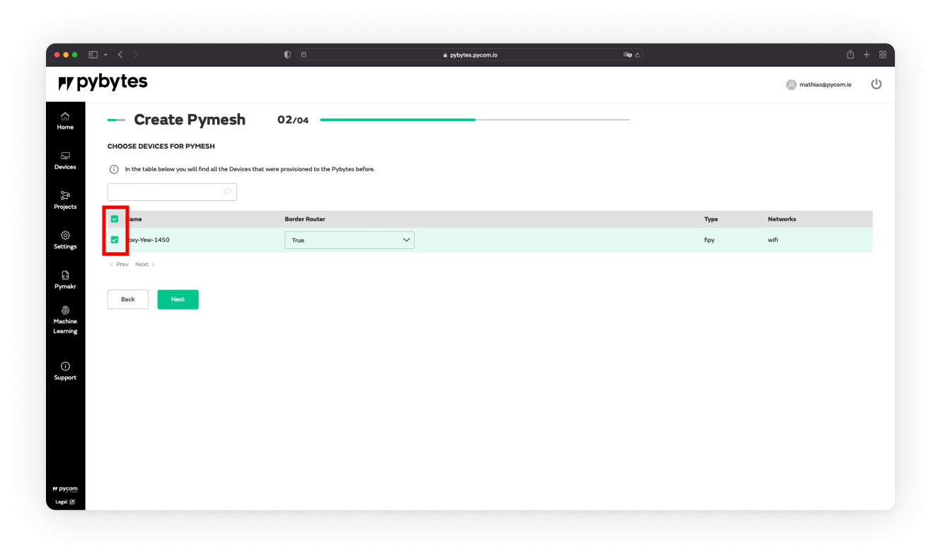 Pymesh device selection